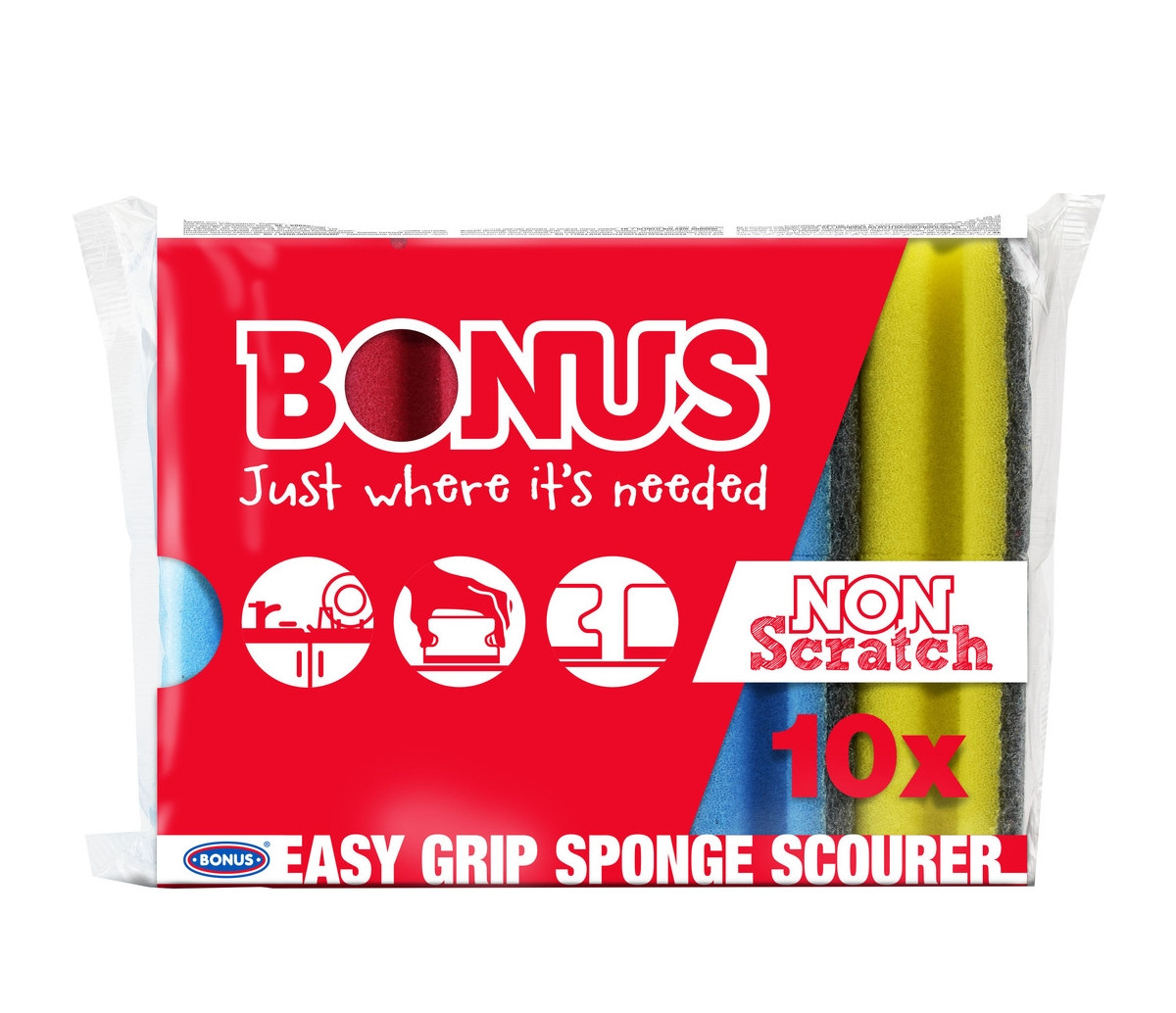 Губки для миття посуд BONUS Easy grip Sponge scourer 1 упаковка / 10 шт