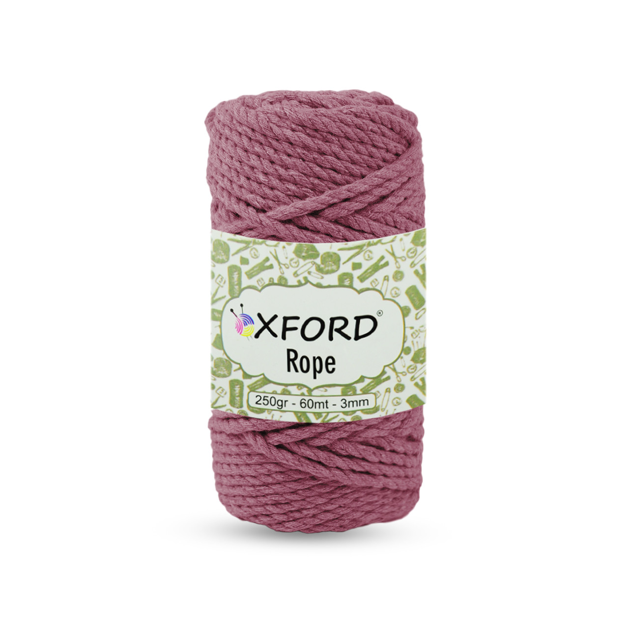 Хлопковый шнур макраме кручений ОXford Rope. Темно-рожевий. 250 г, 60 м, 3 мм - фото 1 - id-p1478093286
