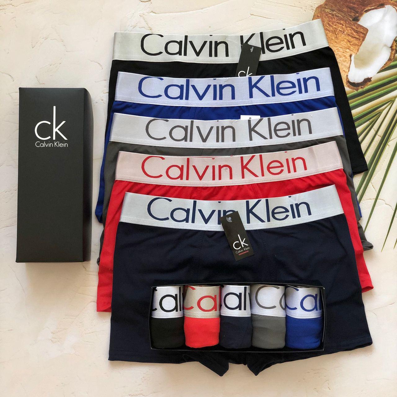 Відмінні труси, чоловічий набір Calvin Klein, білизна Кельвін Кляйн, класичні боксерки 5 шт. Репліка!