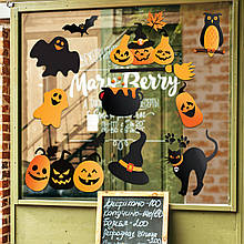 Готові інтер'єрні наклейки хеллоуїн Halloween декор на стіну Гарбузова жуть Л 1100х1000 мм.Топ!