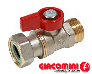 Кран кульовий з накидною гайкою Giacomini 3/4" НР (прямий)