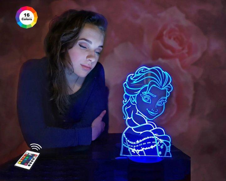 3D нічник "Холодне Серце 2" (ВОЛІЧНЕ ЗОБРАЖЕННЯ) + пульт ДК + мережевий адаптер +батарейки (3ААА) 3DTOYSLAMP, фото 1