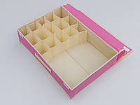 Органайзер з кришкою 47*30*12 см, на 16 відділень для зберігання дрібних предметів одягу рожевого кольору