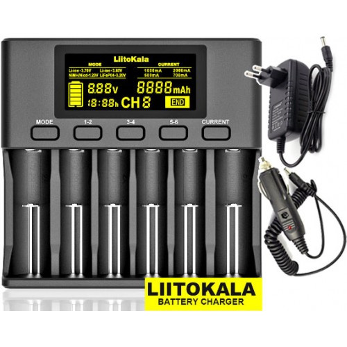 Інтелектуальний зарядний пристрій Liitokala Lii-S6 (Ni-MH, Ni-CD, Li-Ion) з блоком живлення і автоадаптером, фото 1