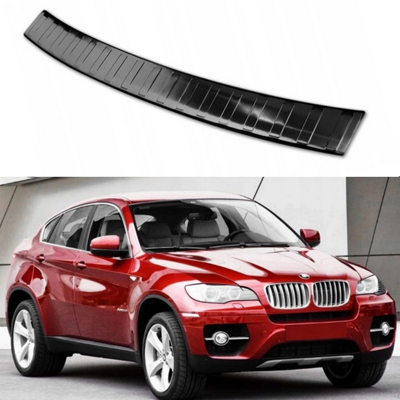 Захисна накладка на задній бампер для BMW X6 E71 2008-2014 /чорн.нерж.сталь/