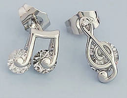 Сережки-гвоздики ХР з білими цирконами. Родій. Діаметр: 11 мм та 15 мм