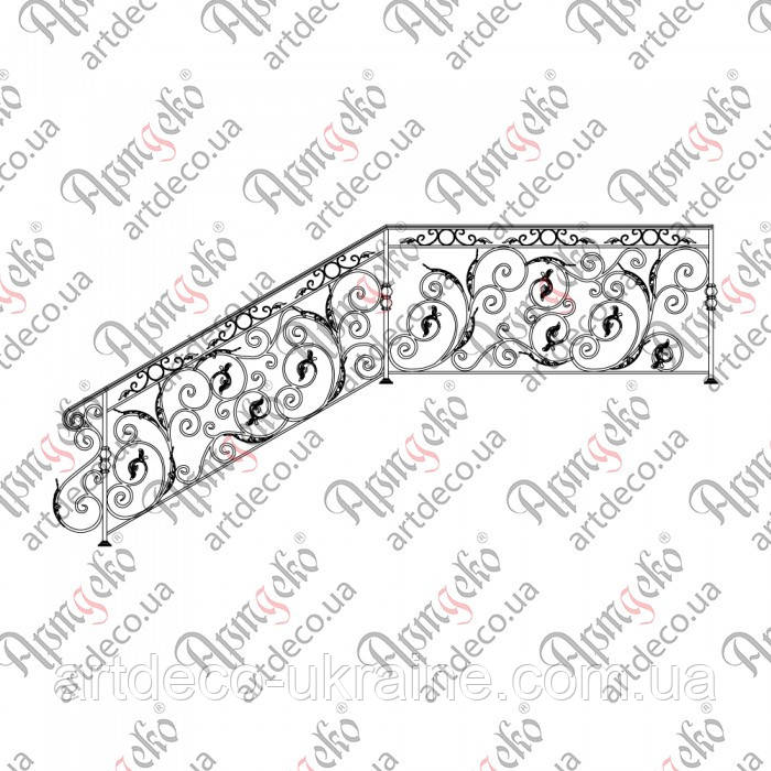 Сходова огорожа, перила. КОМПЛЕКТ ЕЛЕМЕНТІВ 1950х950х1950, фото 1