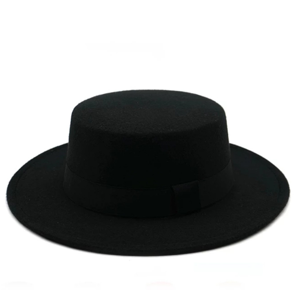 Стильна фетровий капелюх Канотьє з стрічкою Чорний
