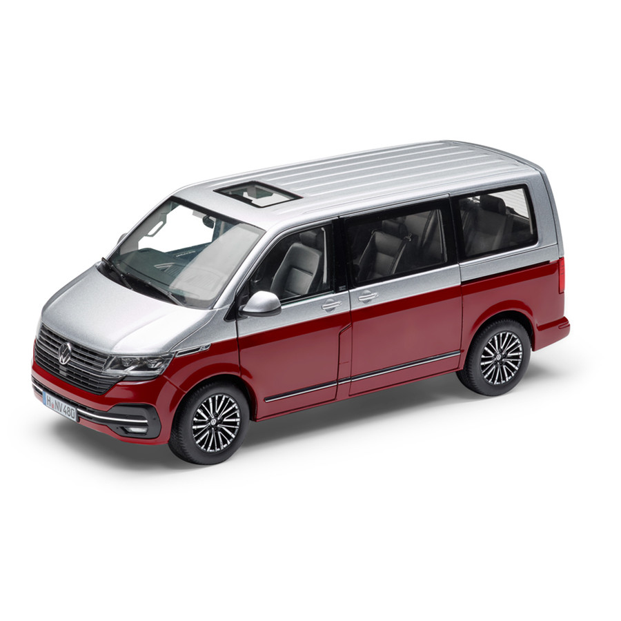 Модель автомобіля Volkswagen T6.1 Multivan, Scale 1:18, Silver / Red, артикул 7L1099302BL9