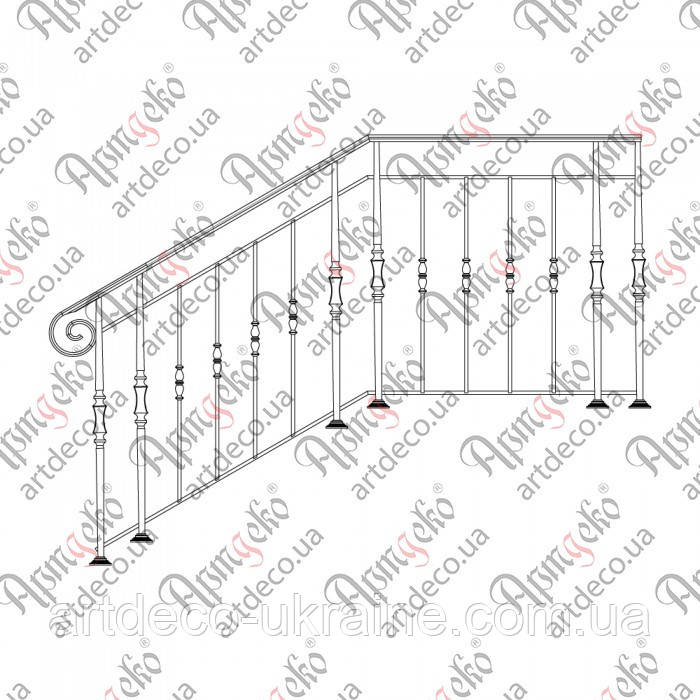 Сходова огорожа, перила. КОМПЛЕКТ ЕЛЕМЕНТІВ 1000х1000х1150, фото 1