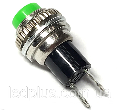 Кнопка 10 мм без фіксації Зелена DS314G