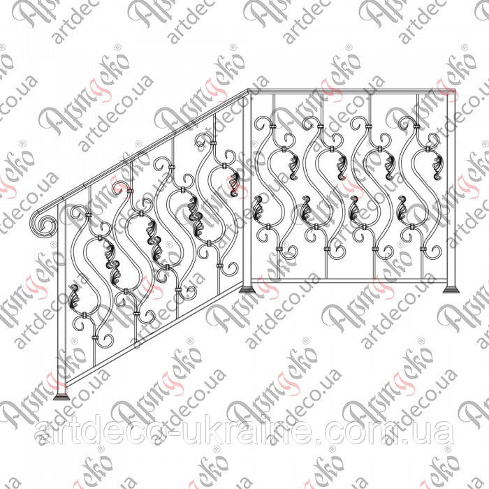 Сходова огорожа, перила. КОМПЛЕКТ ЕЛЕМЕНТІВ 1000х1000х1000, фото 1