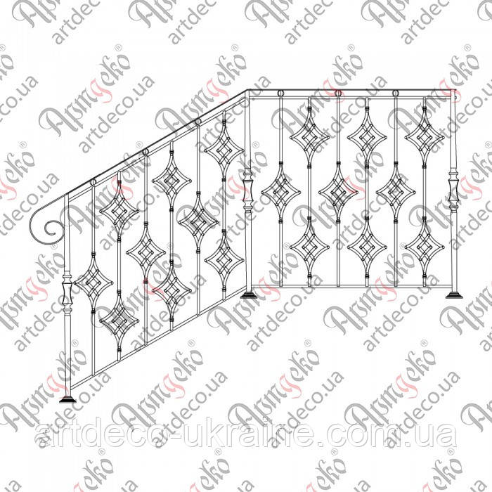 Сходова огорожа, перила. КОМПЛЕКТ ЕЛЕМЕНТІВ 1000х1000х1000, фото 1