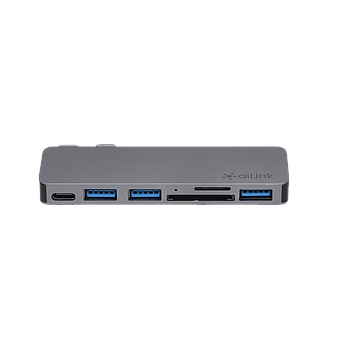 USB-хаб адаптер Ailink Aluminium USB-C SD Hub Card Reader Multi Port 6 в 1 Space Grey