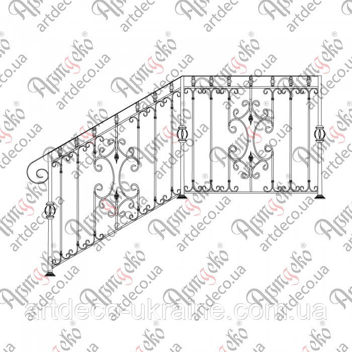 Сходова огорожа, перила. КОМПЛЕКТ ЕЛЕМЕНТІВ 1050х950х1200, фото 1