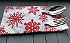 Чохол для столових приладів новорічний сніжинки червоні, фото 2