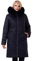 Жіноча зимова курточка-пуховик. Жіноче зимове пальто. Жіночі куртки на зиму з хутром Р — 46-60 чорний