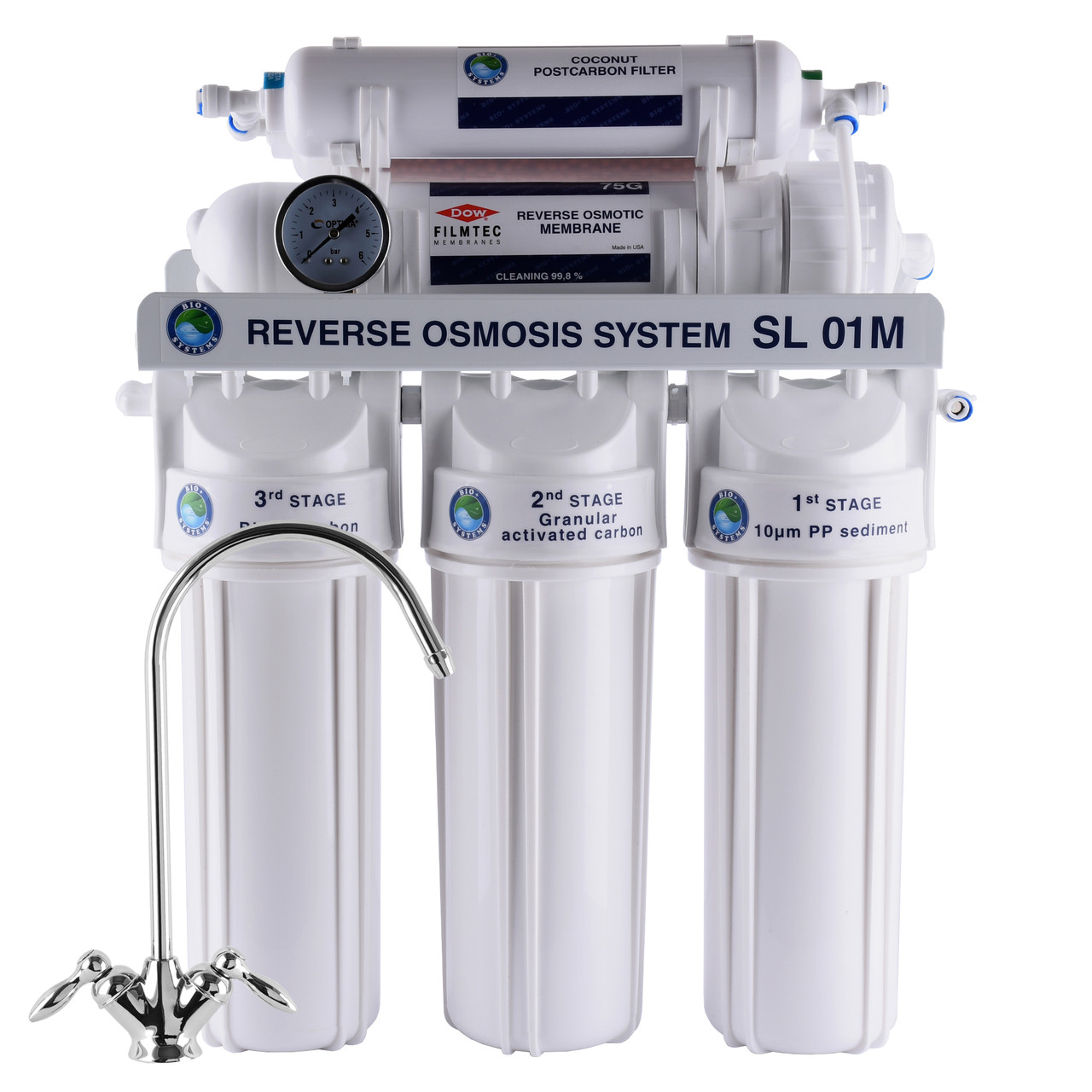 Система зворотного осмосу BioSystems (Filmtec США) без насоса з мінералізатором RO-75-SL01M ! бак | 000021587