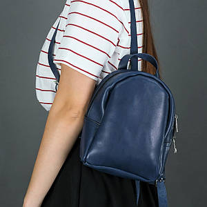 Жіночий шкіряний рюкзак Колібрі, натуральна шкіра італійський Краст колір Синій