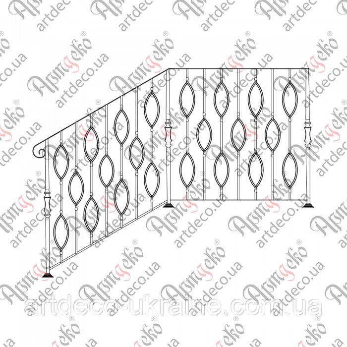 Сходова огорожа, перила. КОМПЛЕКТ ЕЛЕМЕНТІВ 1000х1000х1000, фото 1