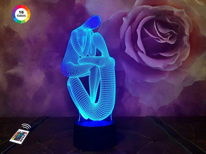 3D нічник "Медитація 2" (ВОЛІЧНЕ ЗОБРАЖЕННЯ) + пульт ДК + мережевий адаптер + батарейки (3 ААА)  3DTOYSLAMP, фото 1