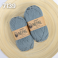 Пряжа Drops Nepal 7139 Сіро-зелений