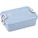 Ланчбокс для їжі. Виготовлений з харчового пластику. Розділений на два відділи. Об'єм 650 мл.(Асорті), фото 3