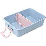 Ланчбокс для їжі. Виготовлений з харчового пластику. Розділений на два відділи. Об'єм 650 мл.(Асорті), фото 4