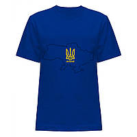 Фан футболка бавовняна "Ukraine" синя з карткою "FFU1608", Синій, Розмір (EU) — 2XL-3XL