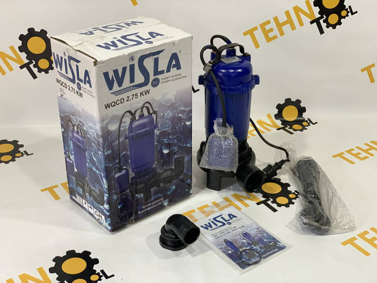 Насос фекальний з поплавцем Wisla WQCD 2.75 KW з ножем (фрезою) Польща!, фото 1