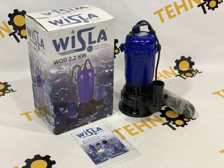 Насос фекальний Wisla WQD 2.2 з дробителем Польща чавунний корпус, фото 1