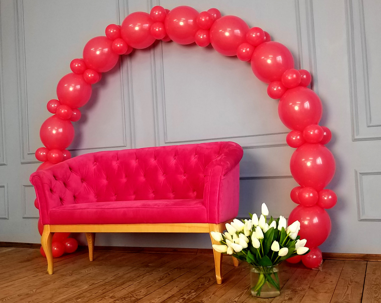 Арка з повітряних кульок (червона) / довжина 4 м 40 см для прикраси свята