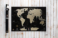 Черная скретч карта мира My Map Black Edition золотистый скретч-слой + Постер с флагами в подарок!