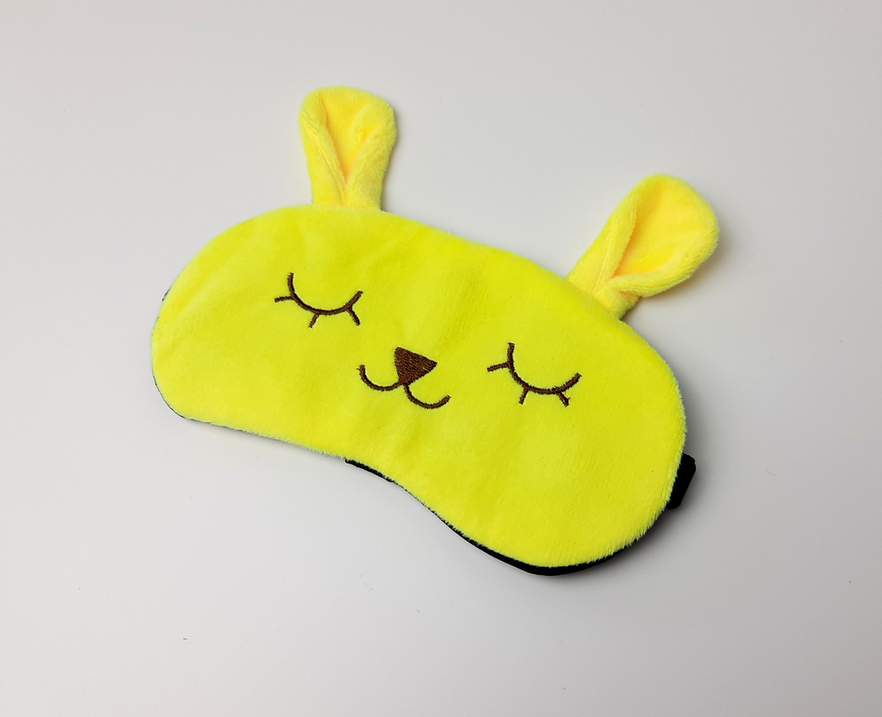 Прикольна маска на очі для сну "Зайчик з вушками" (жовтий) - М'які зручні маска для сну недорогий подарунок, фото 1