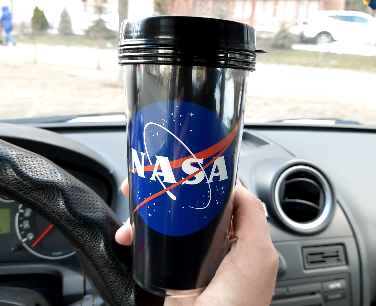 Стакан для кави на винос 450 мл з кришкою "NASA" - еко стакан для напоїв