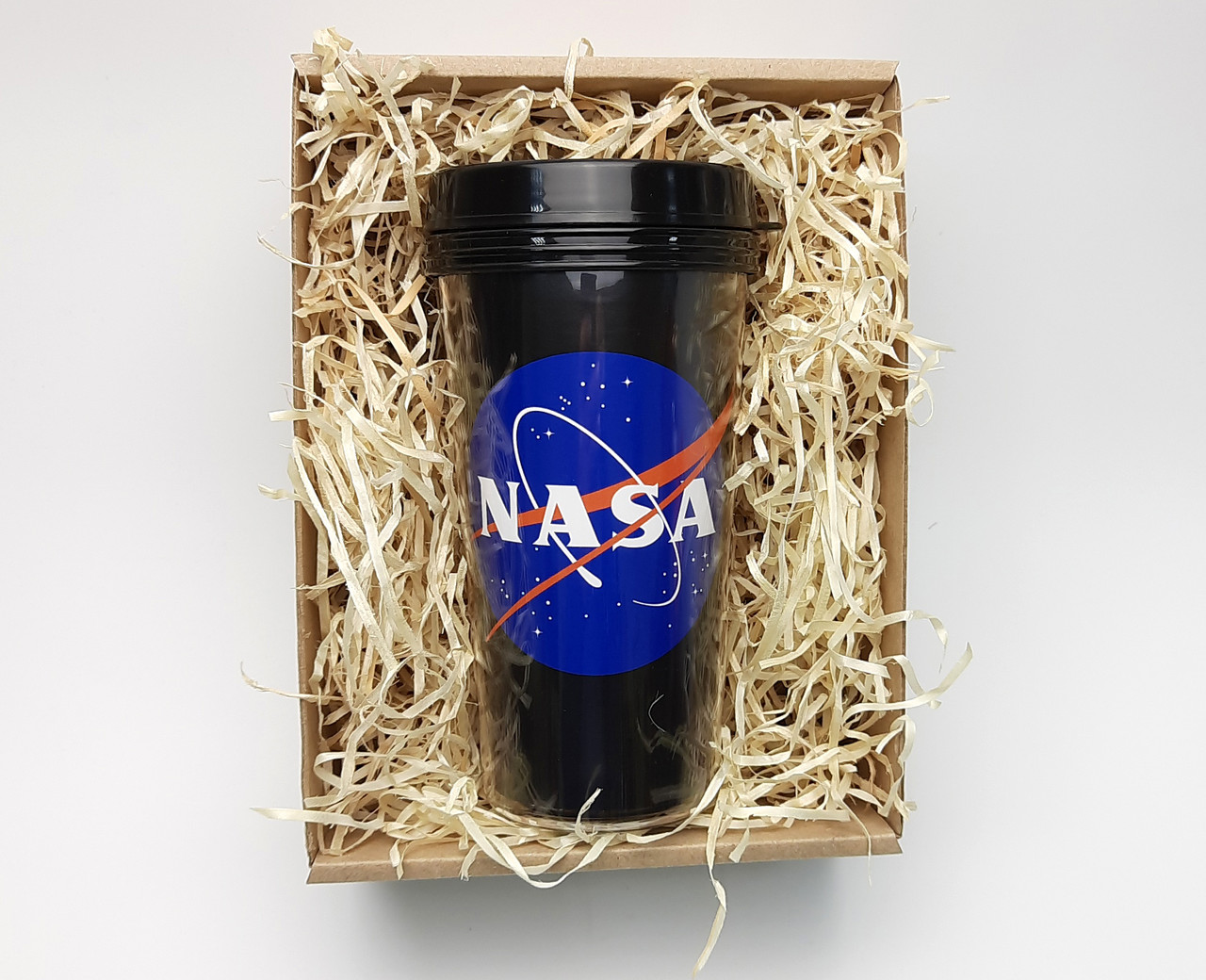Стакан кавовий для напоїв з собою "NASA" в подарунковій крафтового коробці 450 мл з подвійними стінками, фото 1