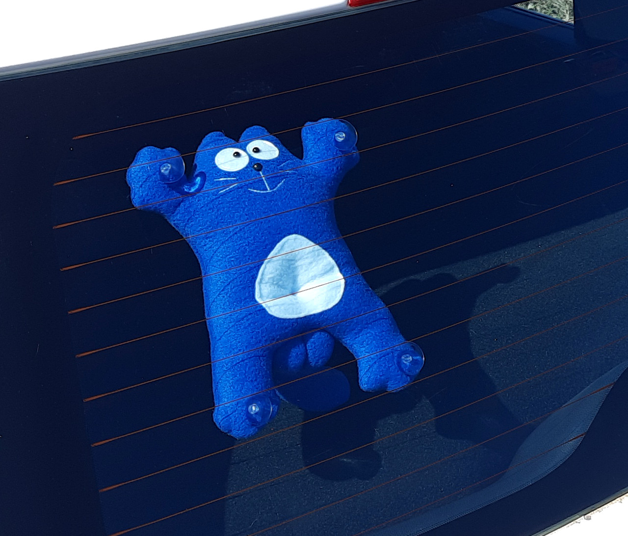 Кіт Саймон на присосках синій - Сувенір у машину - Іграшка в авто Кіт Саймон - Подарунок автомобілісту, фото 1