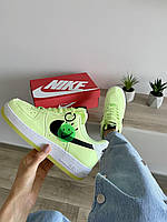 Салатовые унисекс кроссовки Nike Air Force Low Green. Демисезонные женские и мужские кросы Найк Аир