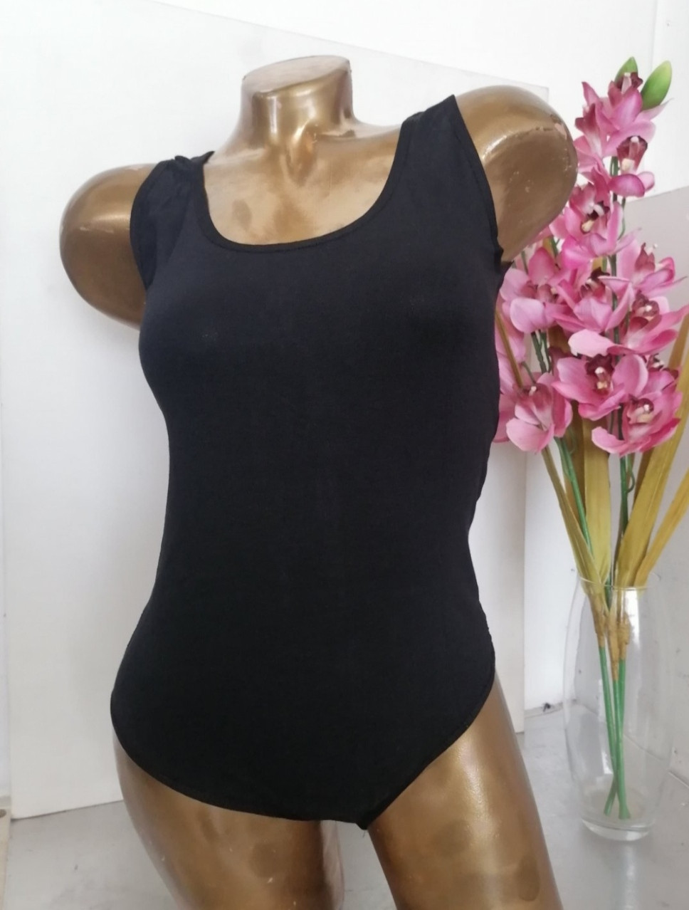 Жіноче боді бавовна широка бретель 46-48р чорний Туреччина ТМ Anit, фото 1