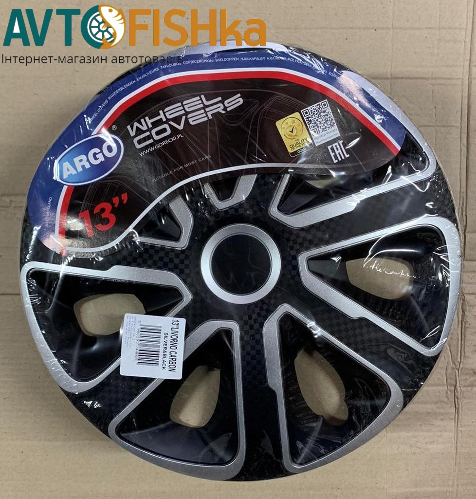 Ковпаки на колеса. Ковпаки колісні ARGO R13 LIVORNO CARBON SILVER&BLACK