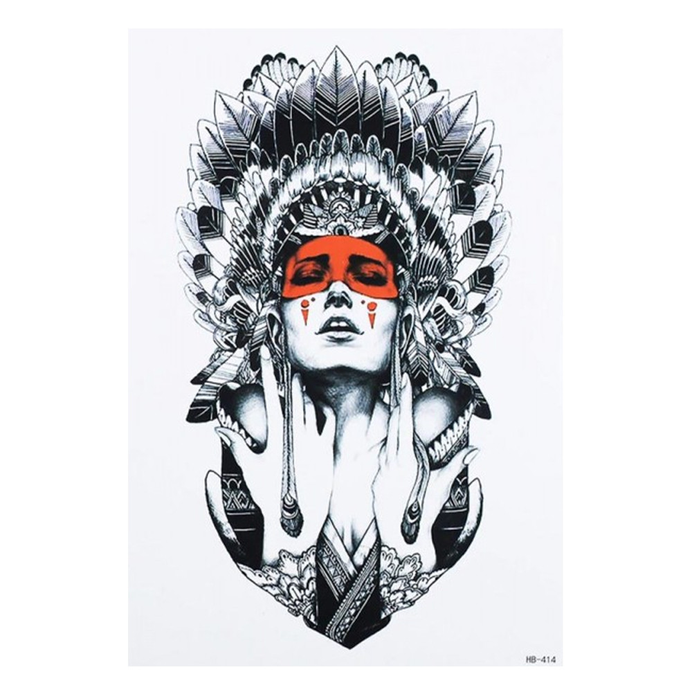 Тимчасове тату Indian woman (HB-414, 21x15 см)