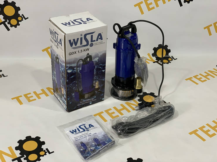 Насос дренажний із поплавцем Wisla QDX 1.5 KW для брудної води із сіткою, фото 1