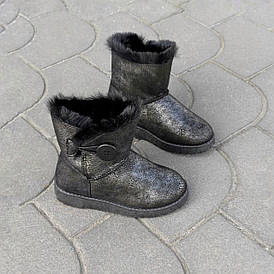 ОСТАННІЙ 30 р Дитячі уги дублянка з ґудзиком чорні Black екозамша чобітки черевики унісекс Зима 2021