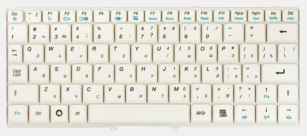 Клавіатура для ноутбука Lenovo IdeaPad (S9, S10) White, RU