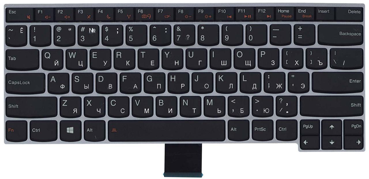 Клавіатура для ноутбука Lenovo IdeaPad (V490) Black, (Silver Frame), RU