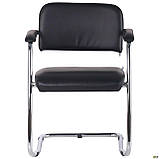 Офісний стілець АМФ Гранд на полозах хром сидіння кожзам скад чорний, фото 4