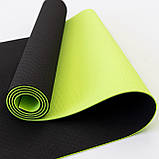 Килимок для йоги та фітнесу + чохол (мат, каремат спортивний) OSPORT Yoga ECO Pro 6мм (n-0007) Чорно-салатовий, фото 3