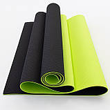 Килимок для йоги та фітнесу + чохол (мат, каремат спортивний) OSPORT Yoga ECO Pro 6мм (n-0007) Чорно-салатовий, фото 4