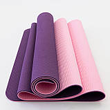 Килимок для йоги та фітнесу + чохол (мат, каремат спортивний) OSPORT Yoga ECO Pro 6мм (n-0007) Фіолетово-рожевий, фото 4
