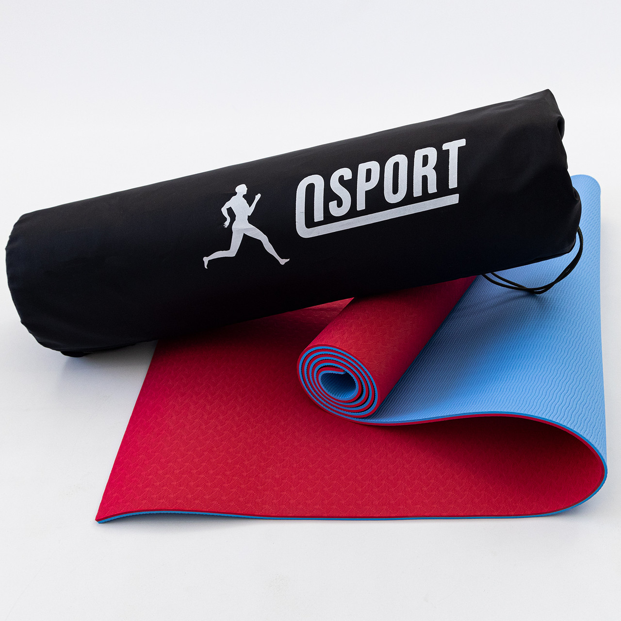 Килимок для йоги та фітнесу + чохол (мат, каремат спортивний) OSPORT Yoga ECO Pro 6мм (n-0007) Червоно-блакитний
